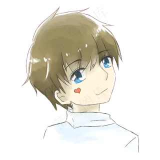 520白色卡通手绘娃娃情侣男头像