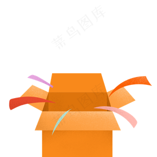 彩带箱子卡通png素材