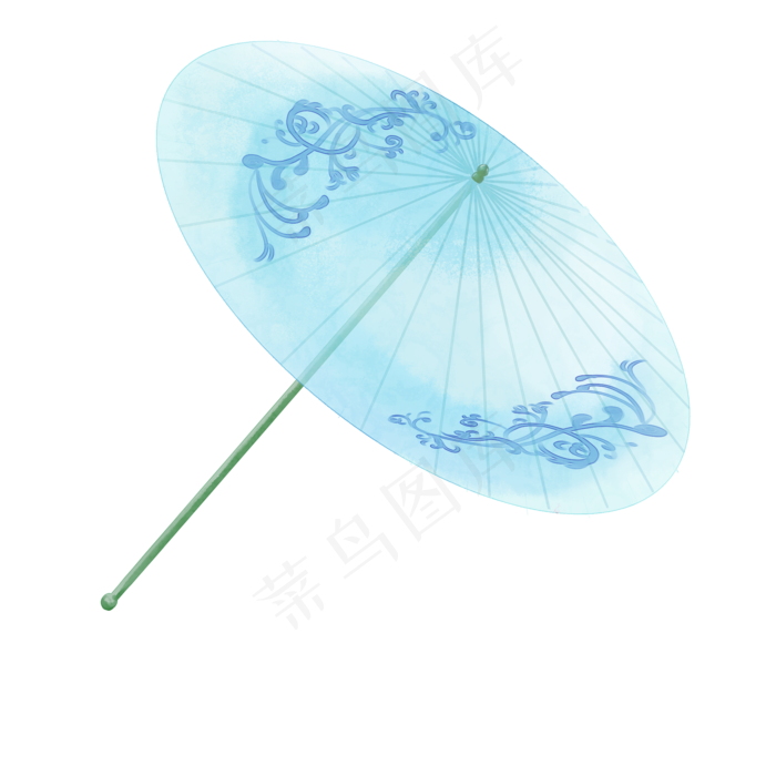 唯美古风手绘油纸伞,免抠元素