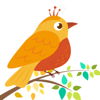 矢量手绘卡通小鸟,免抠元素
