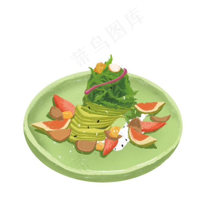卡通新鲜的蔬菜沙拉
