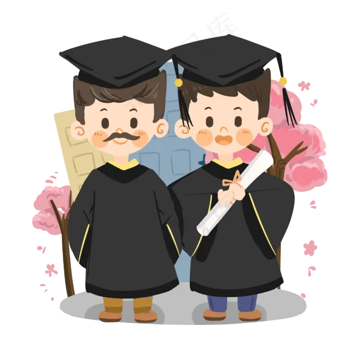 卡通男孩毕业典礼和导师合影PN(2999X2999(DPI:300))psd模版下载