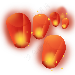 红色孔明灯,免抠元素