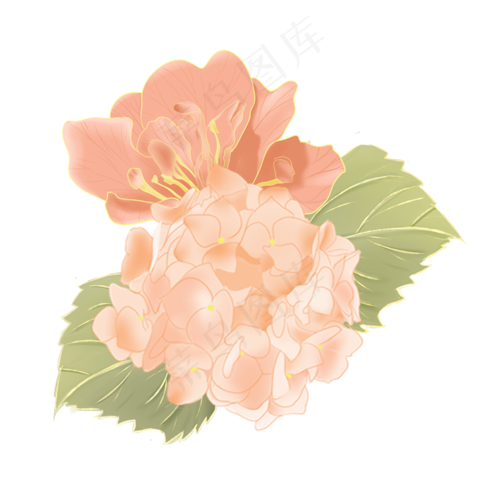 节日手绘花叶装饰