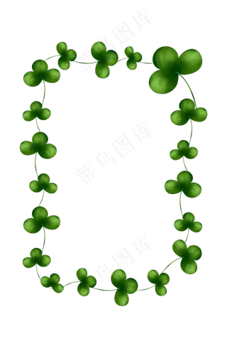 绿色幸运草藤蔓手绘装饰边框