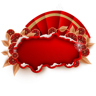 中国风花朵标题栏,免抠元素