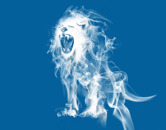 梦幻朦胧风格威武狮子,免抠元素