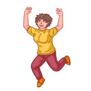 五四青年节跳跃女青年