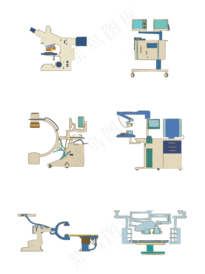 简约扁平医疗设施检测仪器矢量元,免抠元素ai矢量模版下载