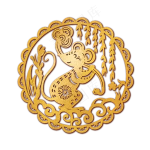 烫金剪纸老鼠,免抠元素