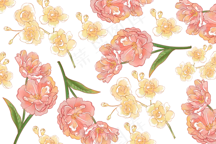 郁金香印花底纹(3000X2000(DPI:299))psd模版下载