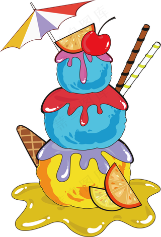 卡通冰淇淋雪糕甜品水果
