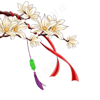 手绘古风玉兰花