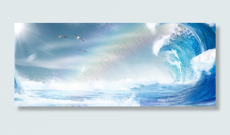 清新蓝色夏日海蓝创意背景