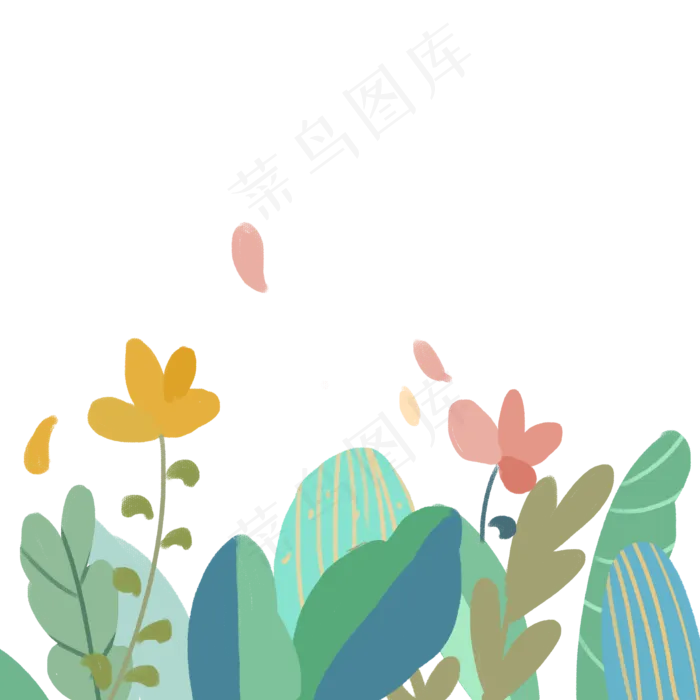 春天清新色系植物花草,免抠元素