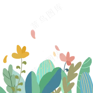 春天清新色系植物花草,免抠元素
