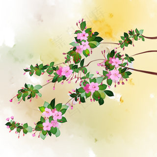 红花海棠风景苹果花海棠花春天插,免抠元素