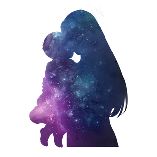 母亲节剪影母子