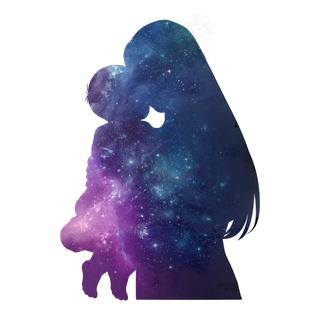 母亲节剪影母子