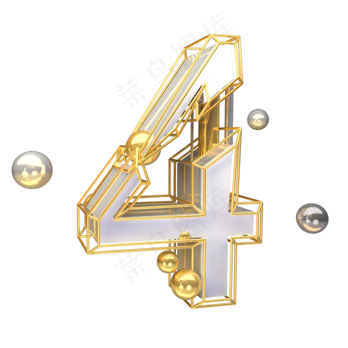 金色倒计时数字4可商用(2000*2000px 	      )psd模版下载