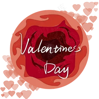 情人节玫瑰红立体剪纸文字边框P