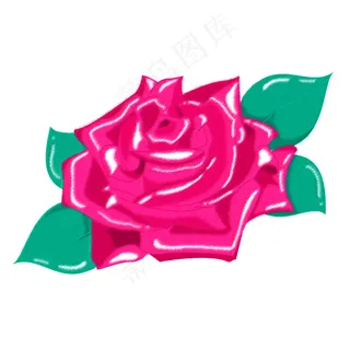 七夕干笔画粉红色玫瑰