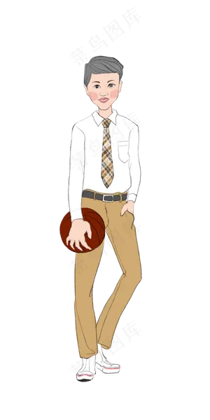 拿着篮球的男高中生