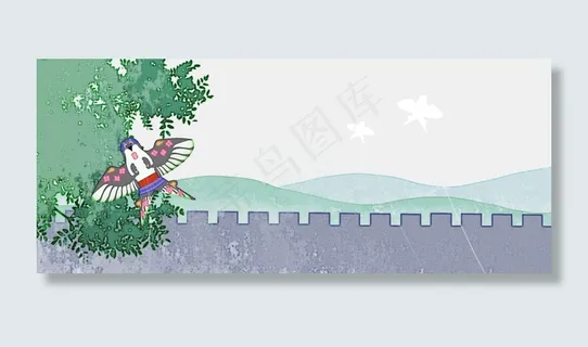 东风纸鸢水墨中国风NPG素材,免抠元素