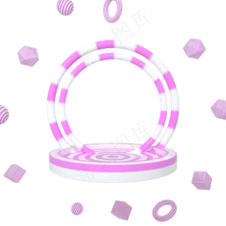 C4D立体粉色圆盘舞台唯美情人
