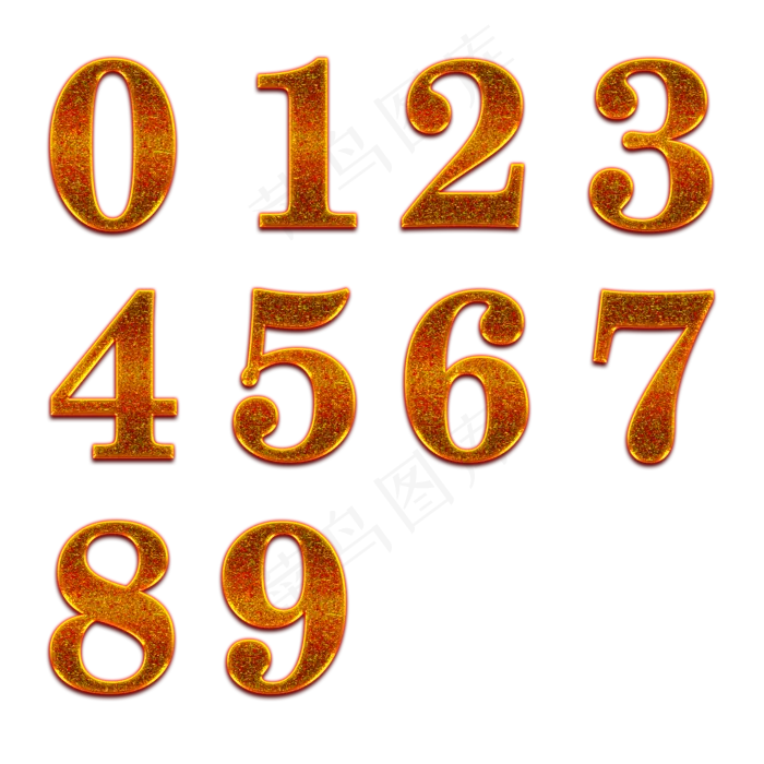 原创金属艺术字数字0-9(2000*2000px 	      )psd模版下载