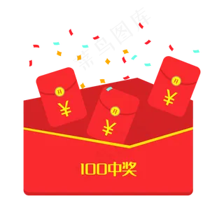 百元中奖红包,免抠元素