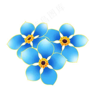 新中式国潮风蓝色花朵