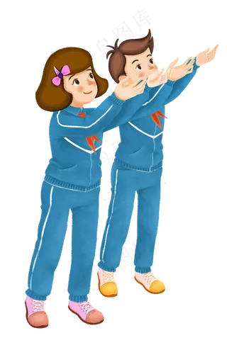 五四青年节戴红领巾的学生