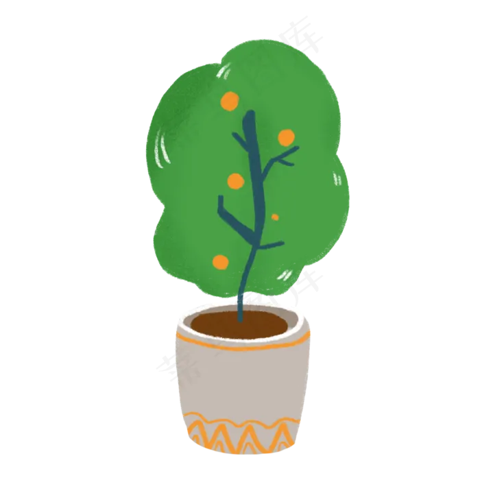 矢量盆栽植物卡通元素(2000X2000(DPI:132))psd模版下载