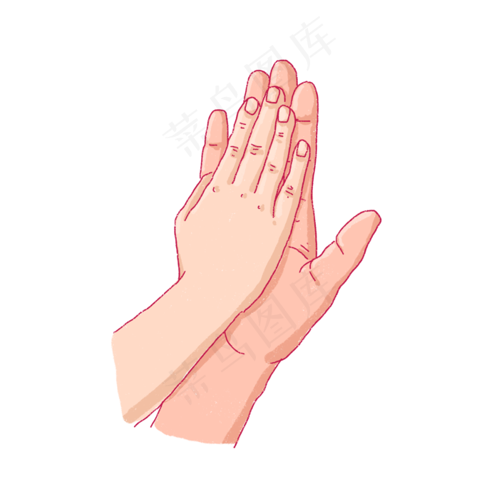 卡通手绘大手和小手击掌PNG免(2048X2048(DPI:132))psd模版下载