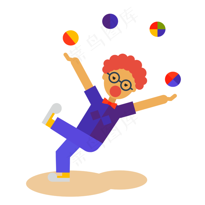 愚人节耍杂技小丑卡通造型设计