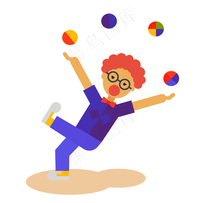 愚人节耍杂技小丑卡通造型设计ai矢量模版下载