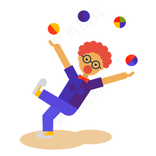 愚人节耍杂技小丑卡通造型设计