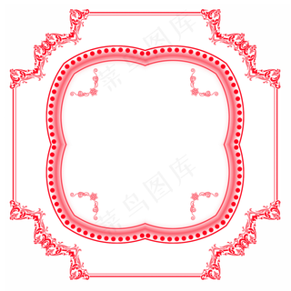 红色古风花纹花边边框元素,免抠元素