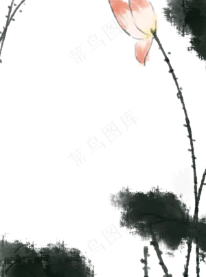 水墨边框国画莲花