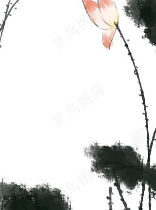 水墨边框国画莲花