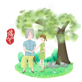 端午节奶奶给孩子系彩绳