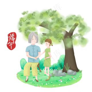 端午节奶奶给孩子系彩绳