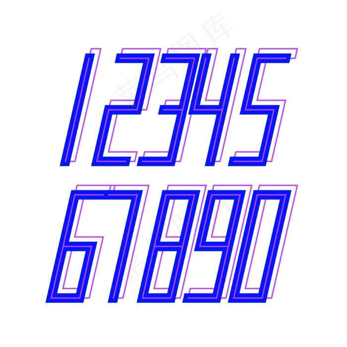 蓝色虚线浮雕数字创意
