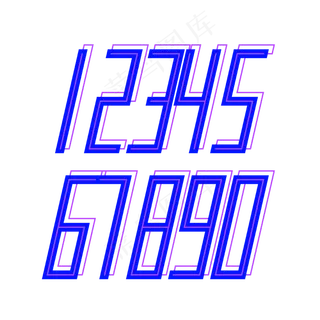 蓝色虚线浮雕数字创意
