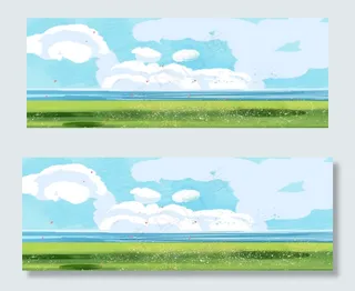 蓝色的天空和草地免抠图