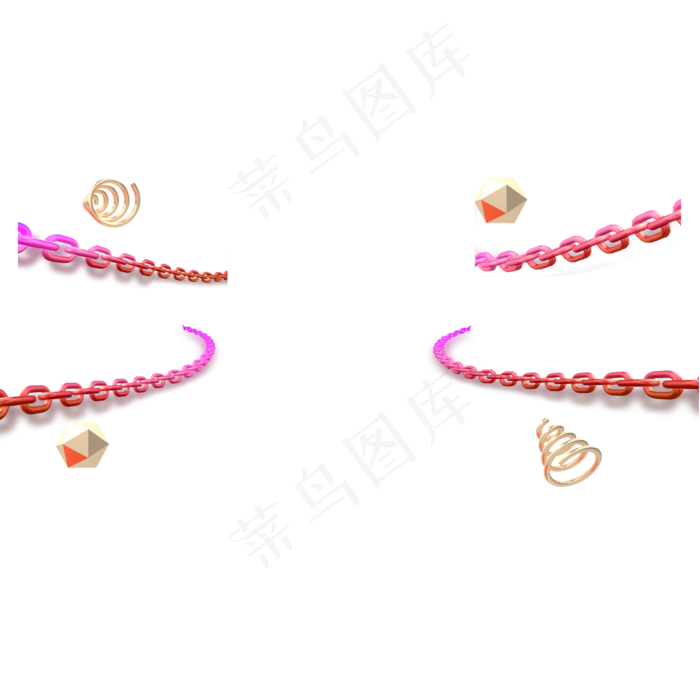 金属几何链条,免抠元素(2000*2000px 300 dpi )