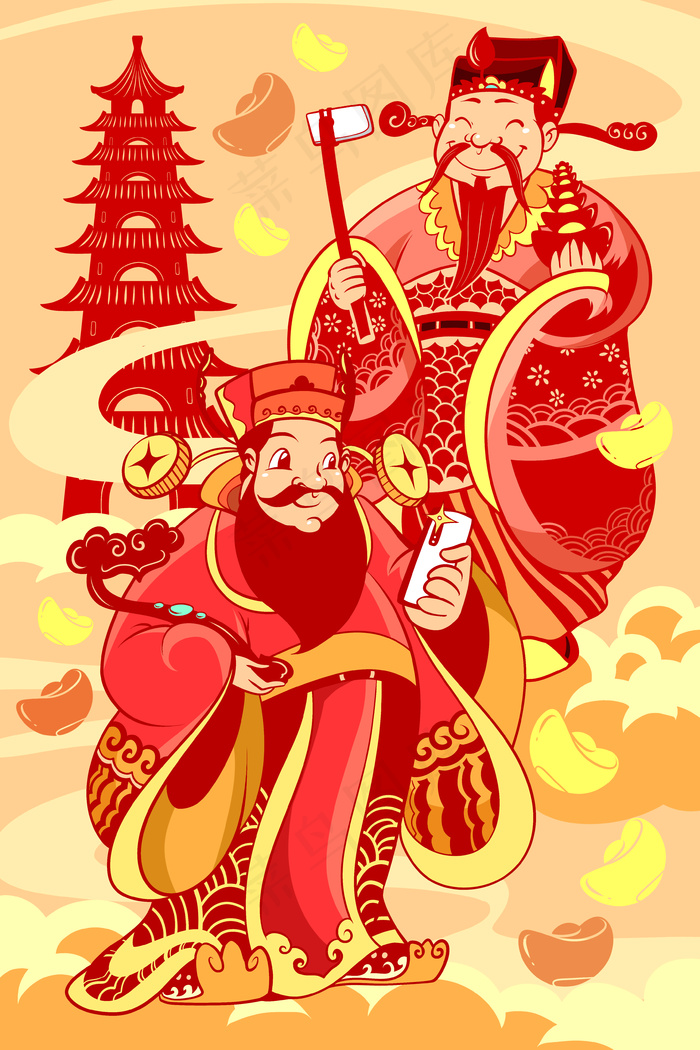 中国风财神喜庆财气配图