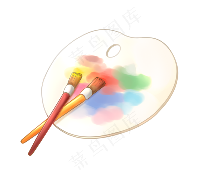 手绘调色板和画笔png