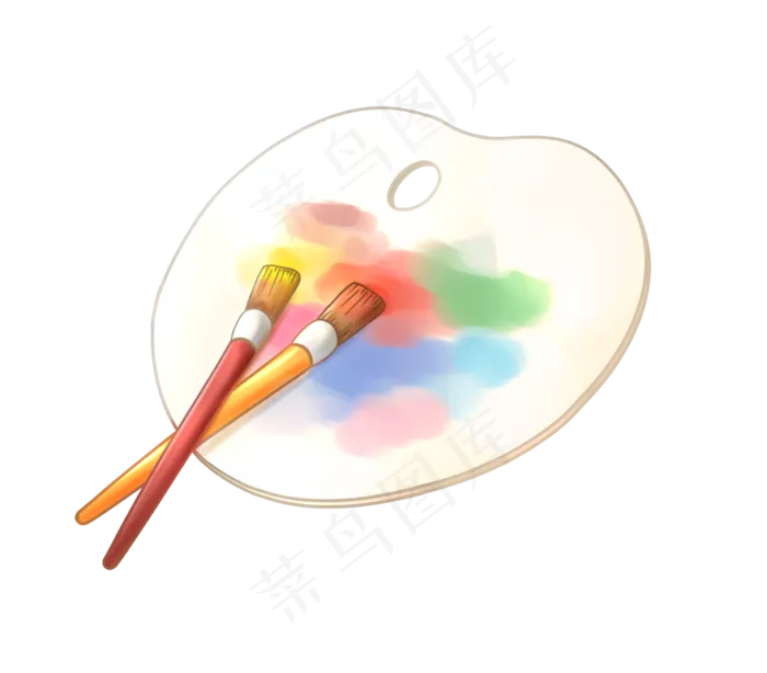 手绘调色板和画笔png(2393X2100(DPI:300))psd模版下载